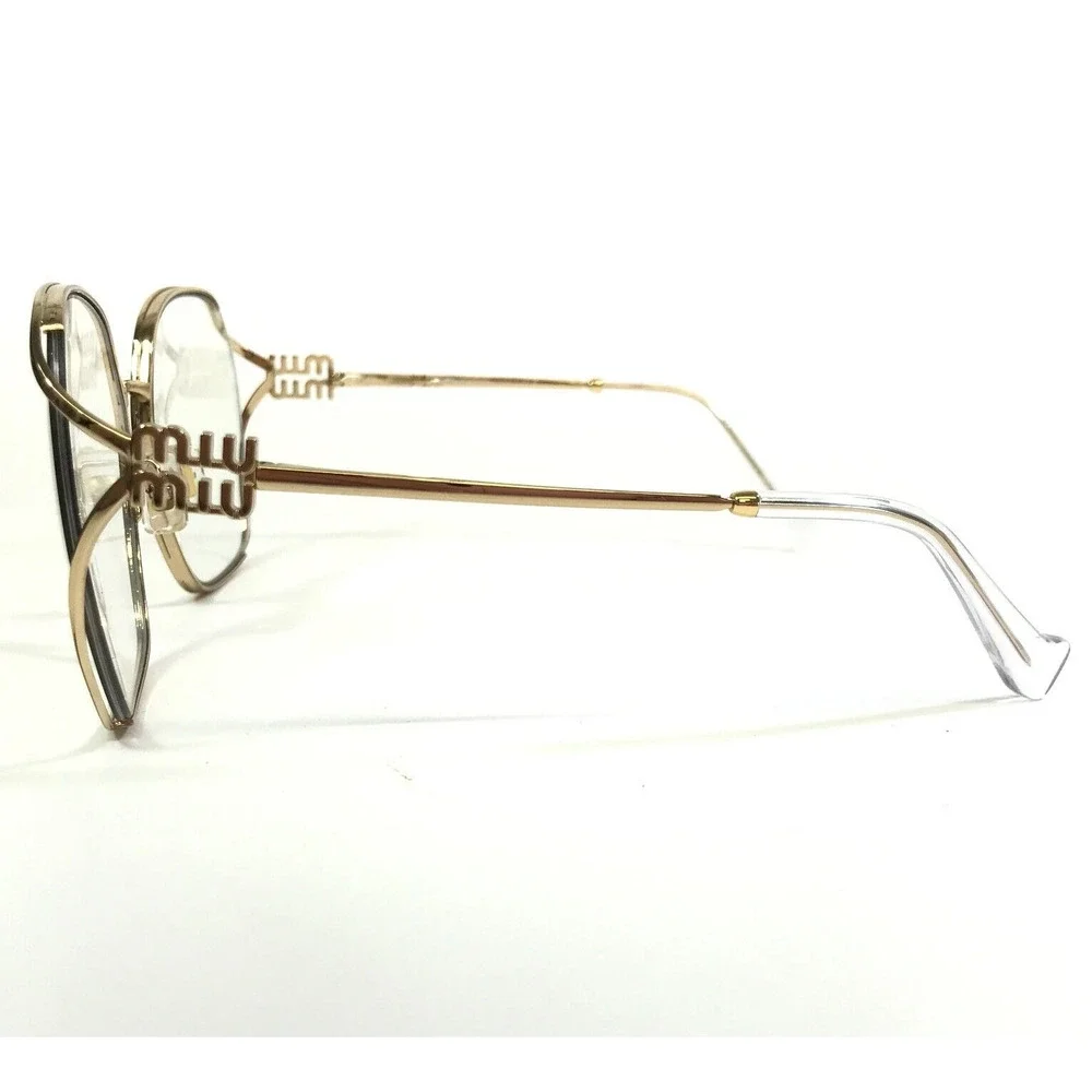 Miu Miu Eyeglasses Frames SMU 52W 5AK-08N Gold Oversized Semi Rim 60-19-125 - Picture 7 of 12